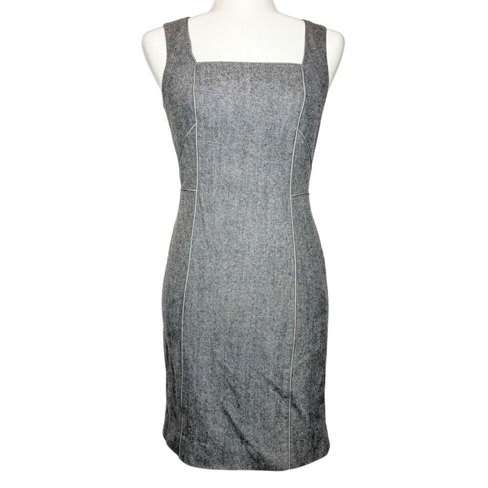 Banana Republic Gray Sleeveless Sheath Dress Size 4P Stretch Square Neck Wool
